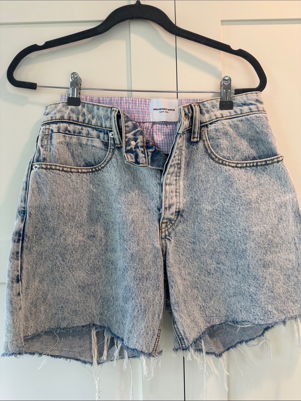 Alexander Wang Acid Wash Denim Cutoff Shorts - Light Blue
